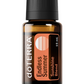 A 15 mL amber glass bottle of doTERRA Endless Summer Sunshine Blend essential oil with a black ribbed cap and a peach and dark orange label, shown on a plain white background.